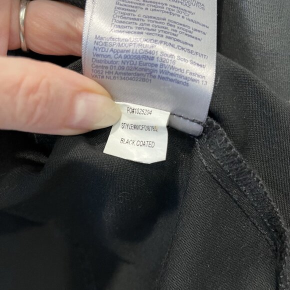 NYDJ Black Coated Denim Trucker Jacket with Slanted Seams S Could fit M - Picture 12 of 15